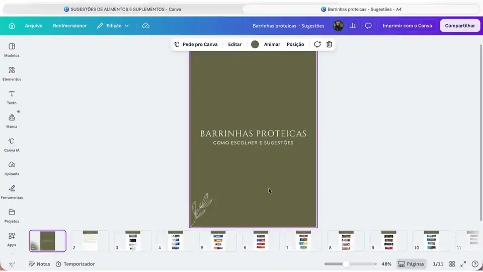 Demonstração da edição no Canva